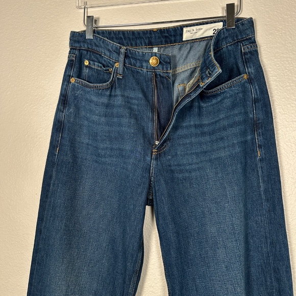 Rag & Bone women size 28 Logan mid rise wide leg jeans Annalise dark blue - Picture 10 of 14